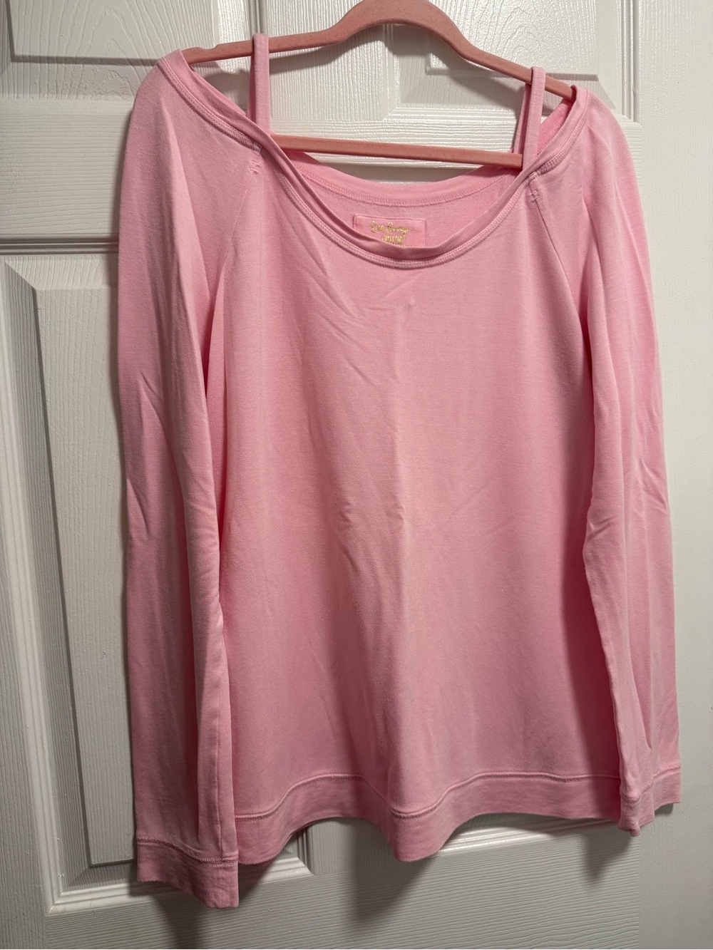 Lilly Pulitzer Luxletic Bungalow Soft Pink Coral Reef Sweatshirt T-Shirt LG